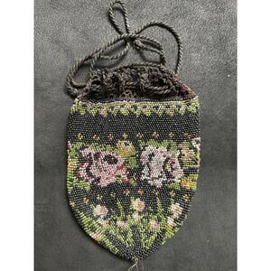 Antique Victorian Beaded Drawstring Bag